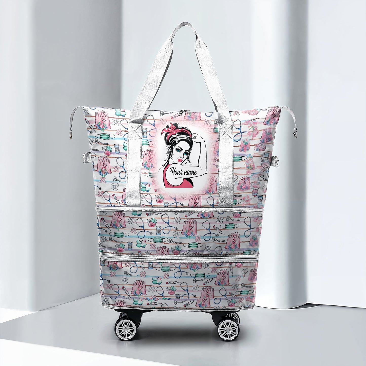 Spheregoods™ Luggage Bag Stethoscope Chic - Custom Name