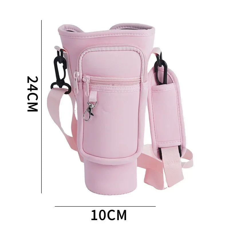 40oz Crossbody Cup Bag – Insulated Diving Fabric with Detachable Strap for Outdoor & Travel