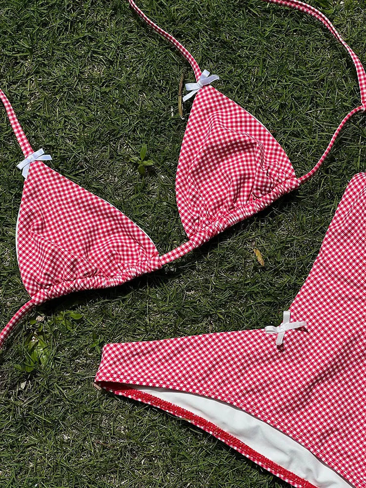 Brown Bow Bikini Set 2024 – Sexy Low Waist Swimwear for Women