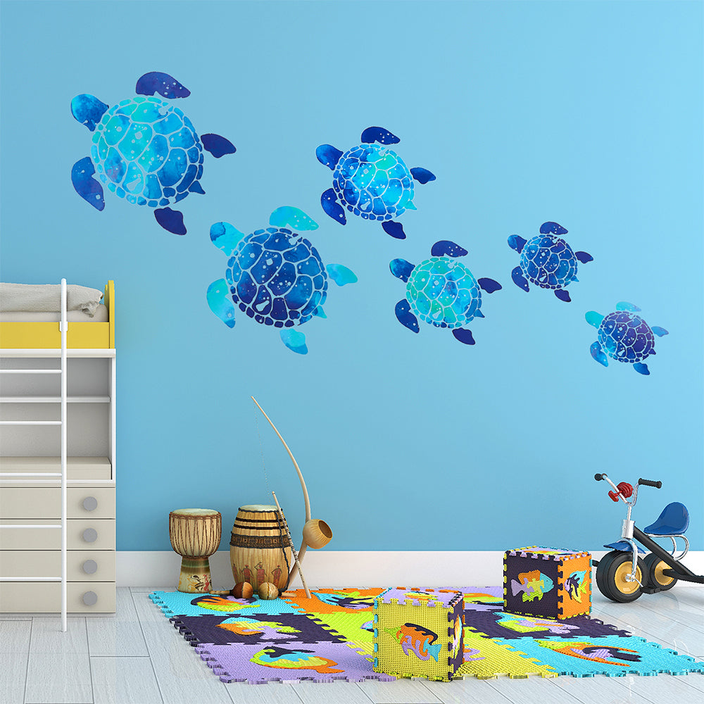 2 Sets (12PCS) Sea Turtle Wall Stickers – Waterproof Ocean Decals