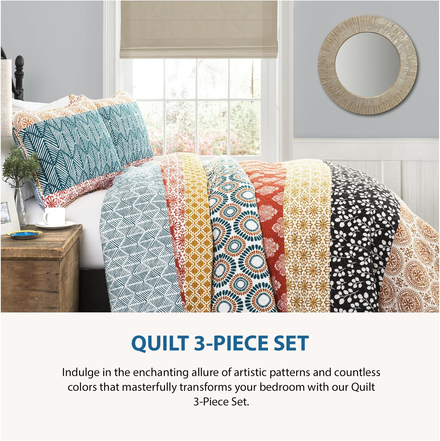 Spheregoods All Season Quilt 3-Piece Set Mysterious Black Cat