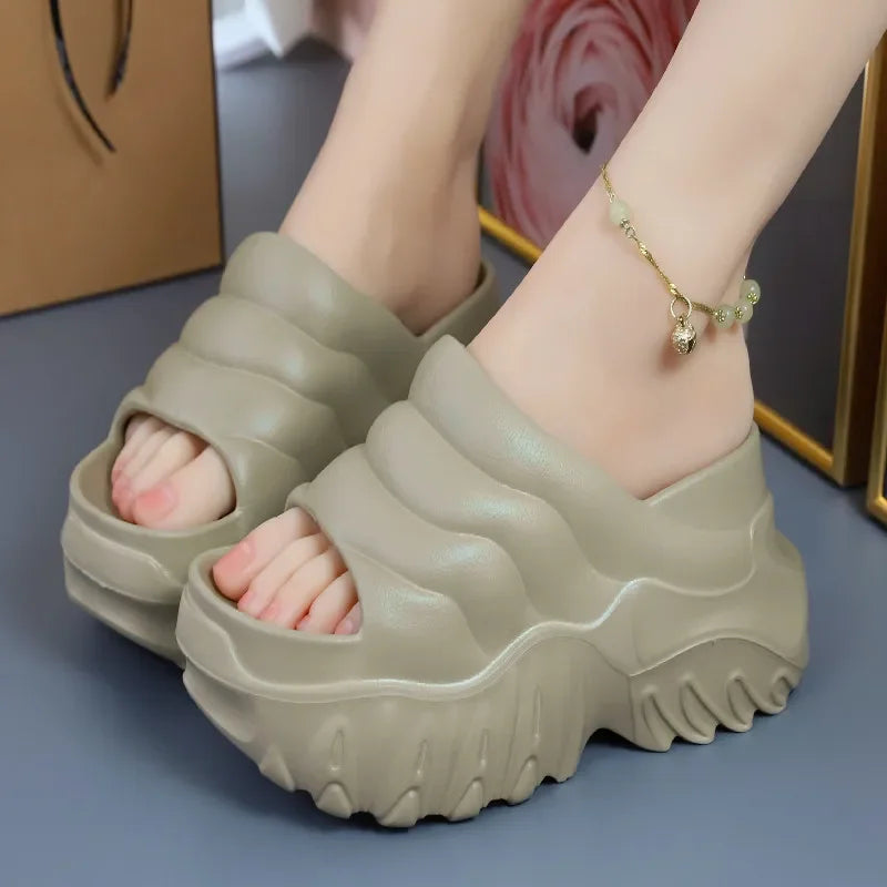 Women’s Fashion High-Heeled Platform Slippers – Non-Slip & Versatile