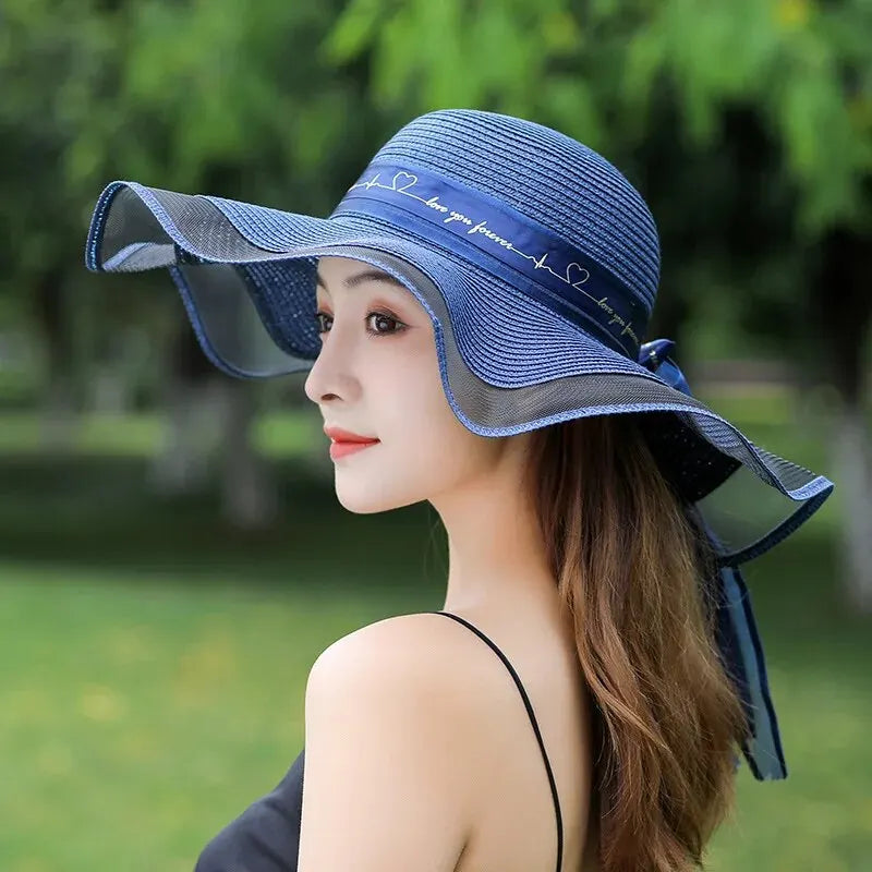 Beach Straw Hat for Women – Korean Style Large Brim Sun Protection Hat