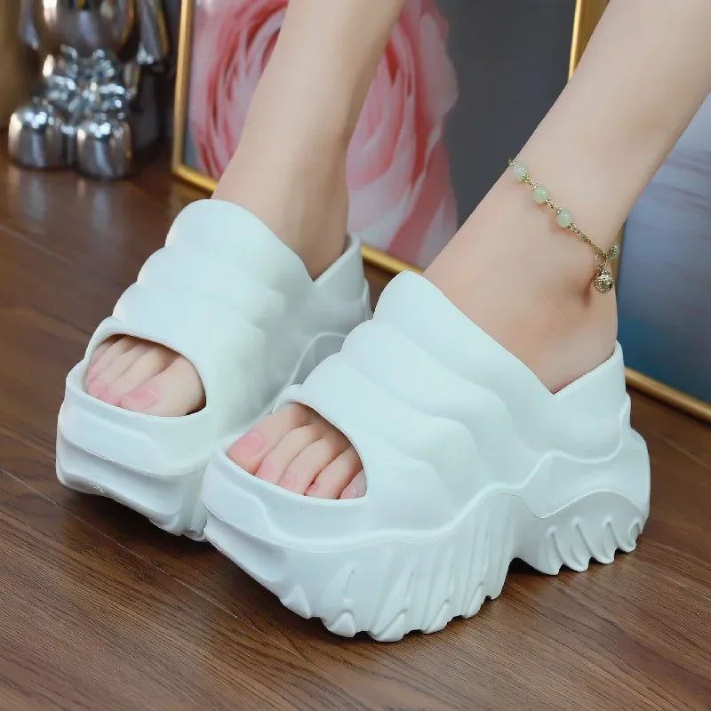 Women’s Fashion High-Heeled Platform Slippers – Non-Slip & Versatile