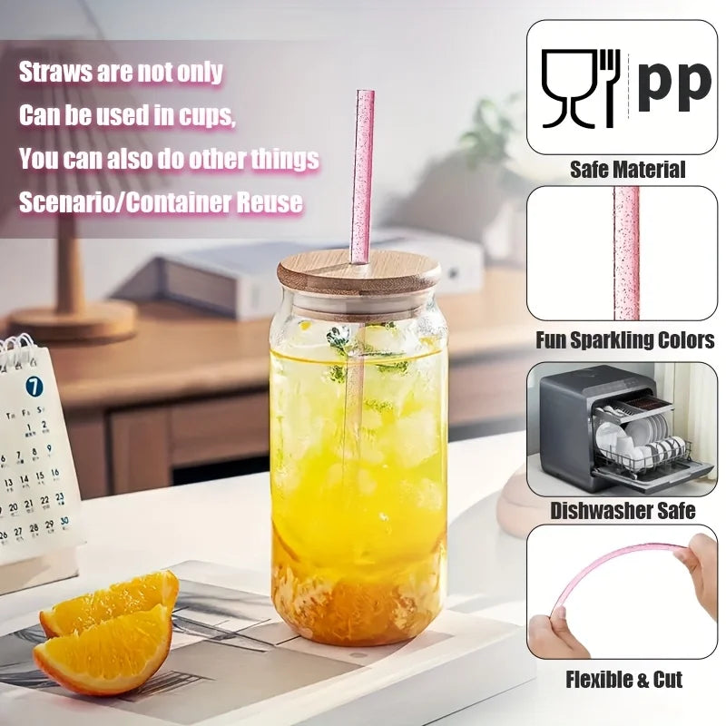 6PCS Stanley Tumbler Accessories – Bow Straw Covers, Sparkling Straw, Boot & Charms