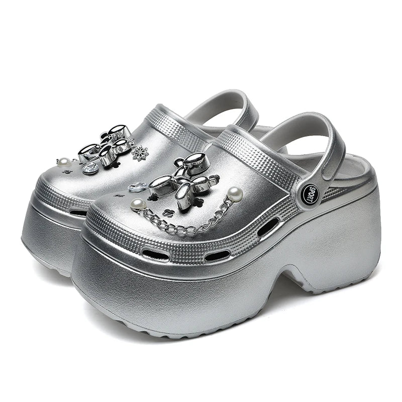 Women’s DIY Clogs – Fashion Chain Wedge Platform Sandals