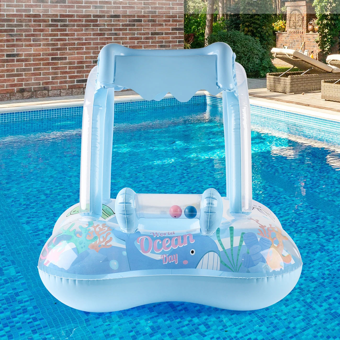 SphereGoods 1pc Baby Pool Float with Canopy – Safe & Fun Water Play