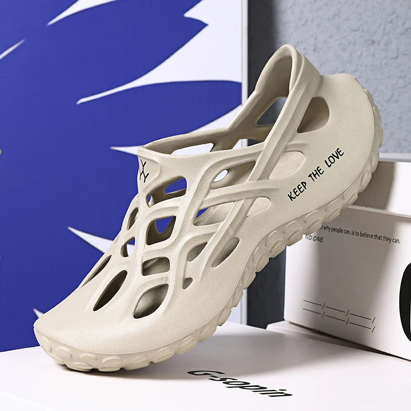 Men’s Summer Hollow EVA Sandals – Waterproof & Non-Slip Beach Shoes