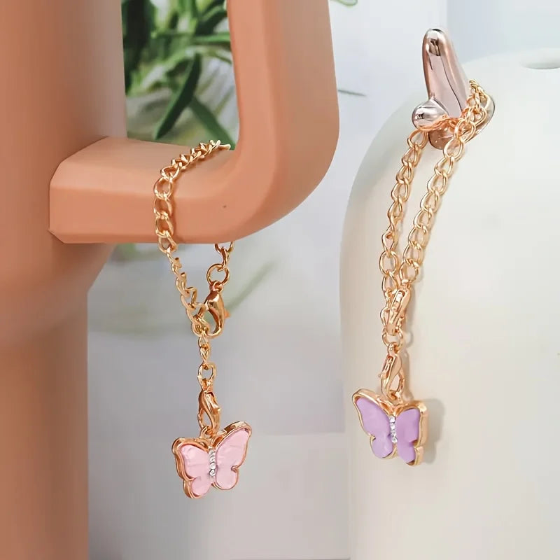 6PCS Stanley Tumbler Accessories – Bow Straw Covers, Sparkling Straw, Boot & Charms