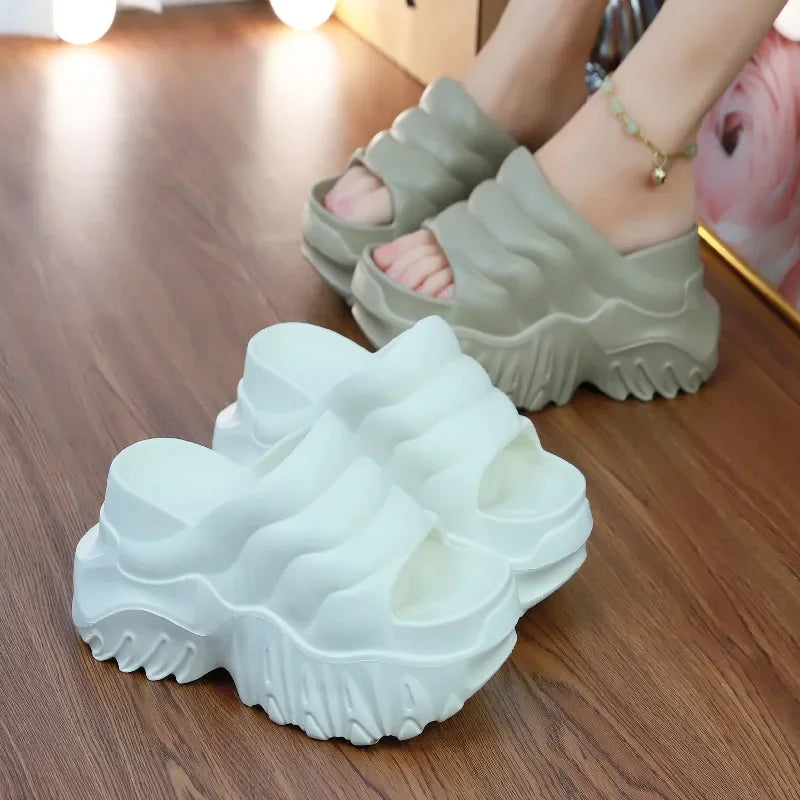 Women’s Fashion High-Heeled Platform Slippers – Non-Slip & Versatile