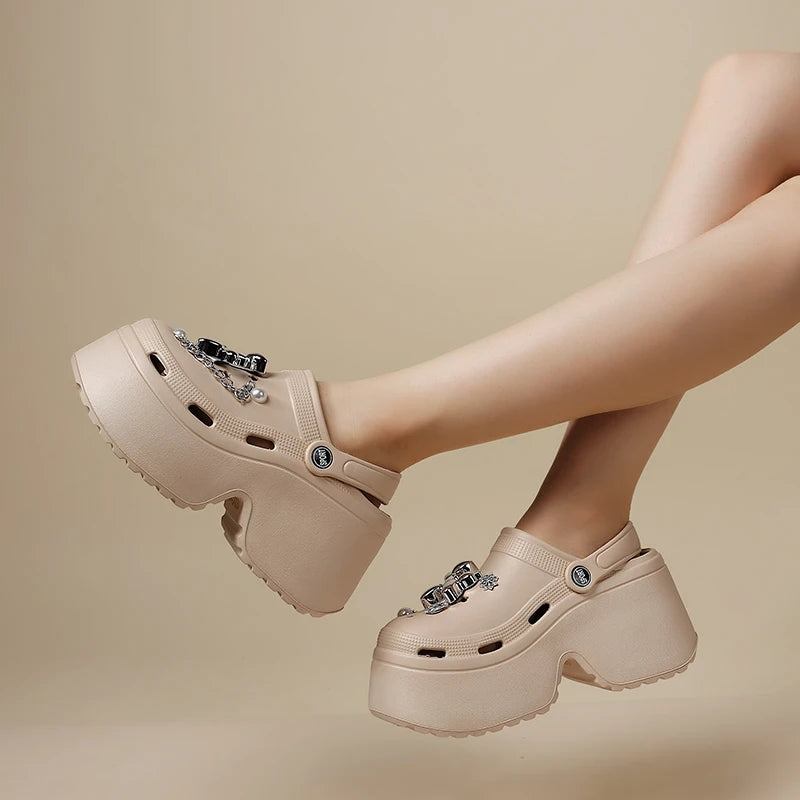 Women’s DIY Clogs – Fashion Chain Wedge Platform Sandals