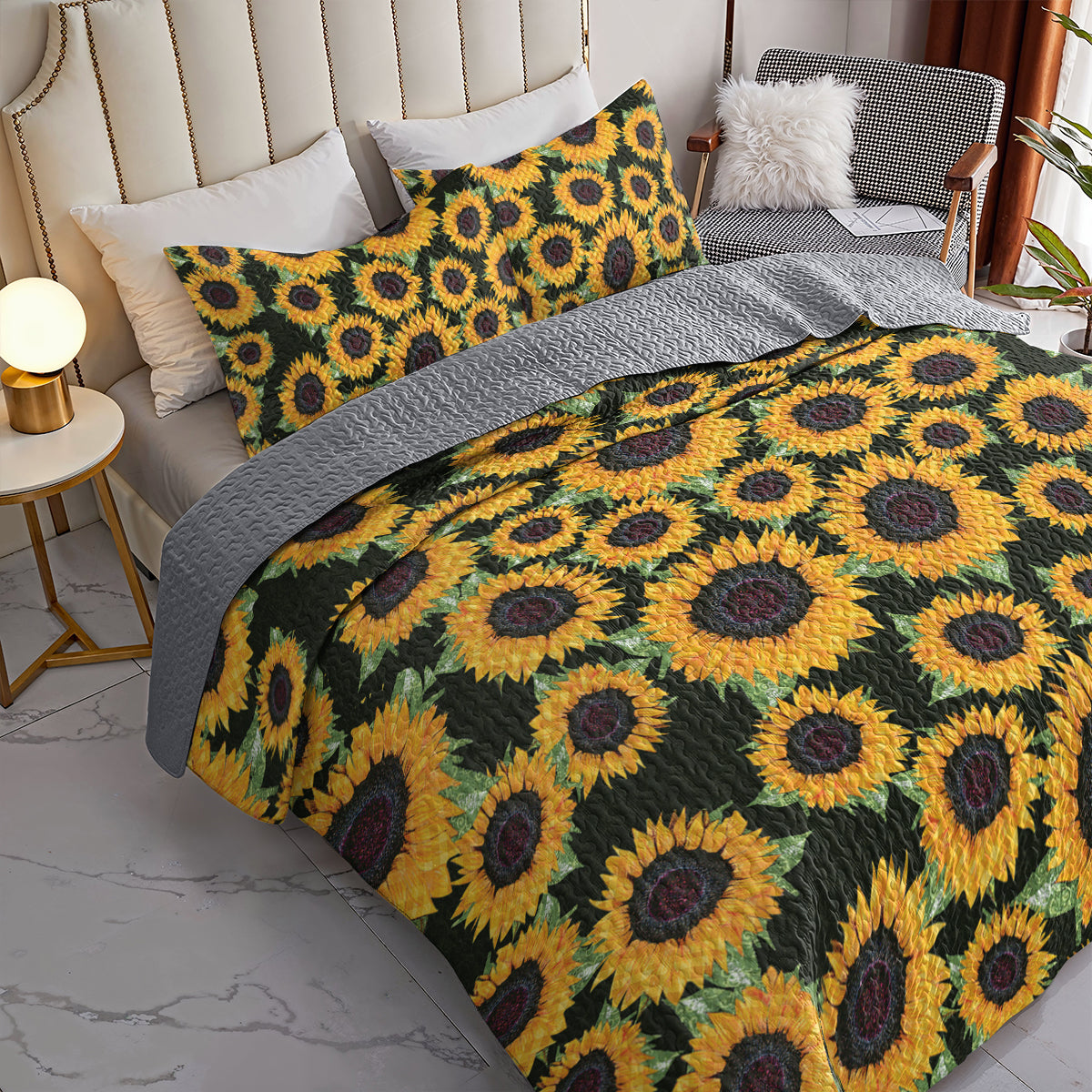 Spheregoods Quilt 3-Piece Set Sunflower