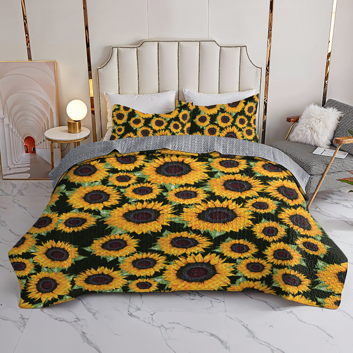 Spheregoods Quilt 3-Piece Set Sunflower