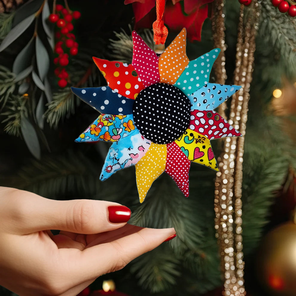 Spheregoods 2D Acrylic Ornament Golden Bloom Quilt