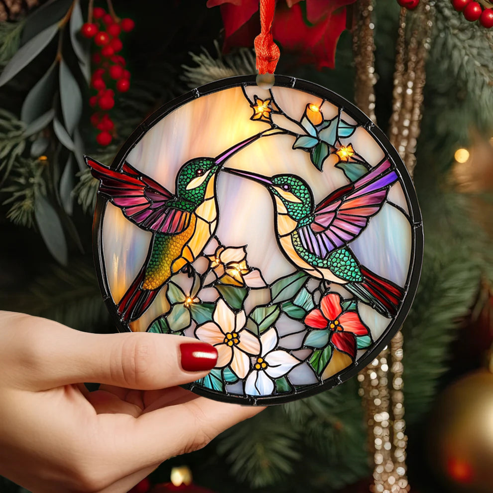 Spheregoods 2D Acrylic Ornament Floral Hummingbirds