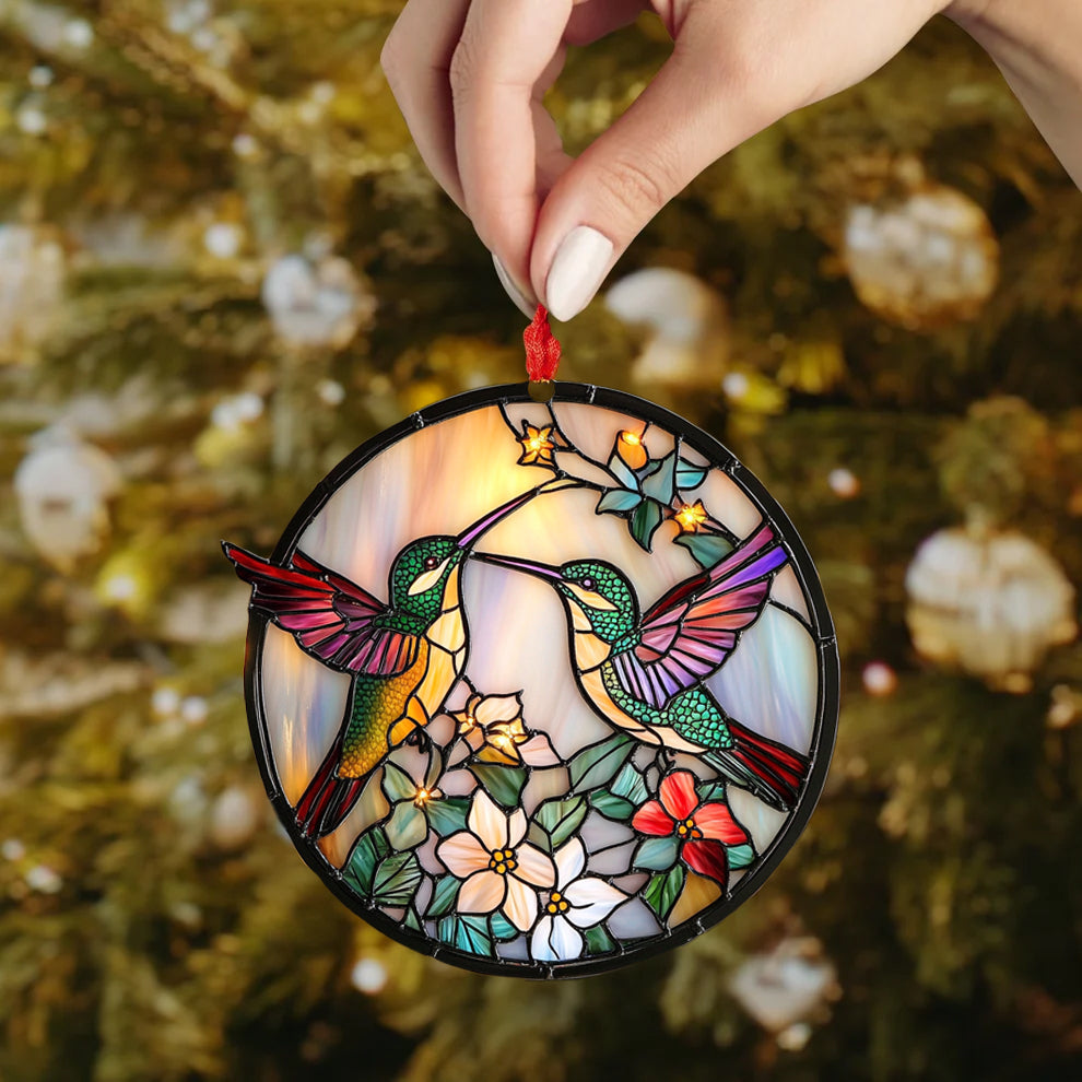 Spheregoods 2D Acrylic Ornament Floral Hummingbirds