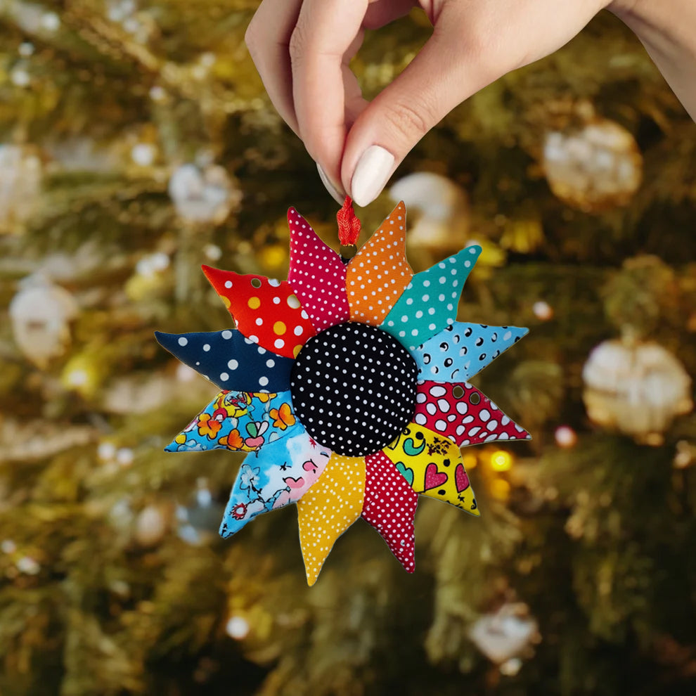 Spheregoods 2D Acrylic Ornament Golden Bloom Quilt