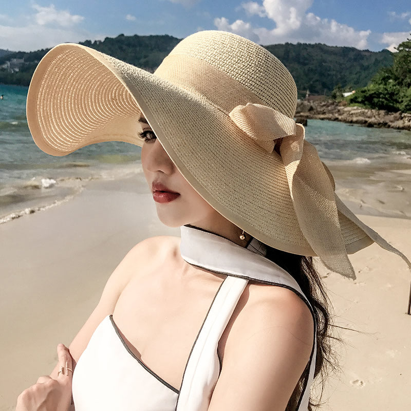 Beach Women's Summer UV Protection Sunshade Big Brimmed Straw Hat