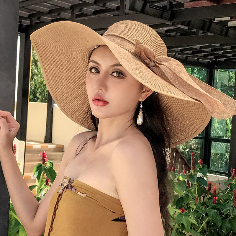 Beach Women's Summer UV Protection Sunshade Big Brimmed Straw Hat