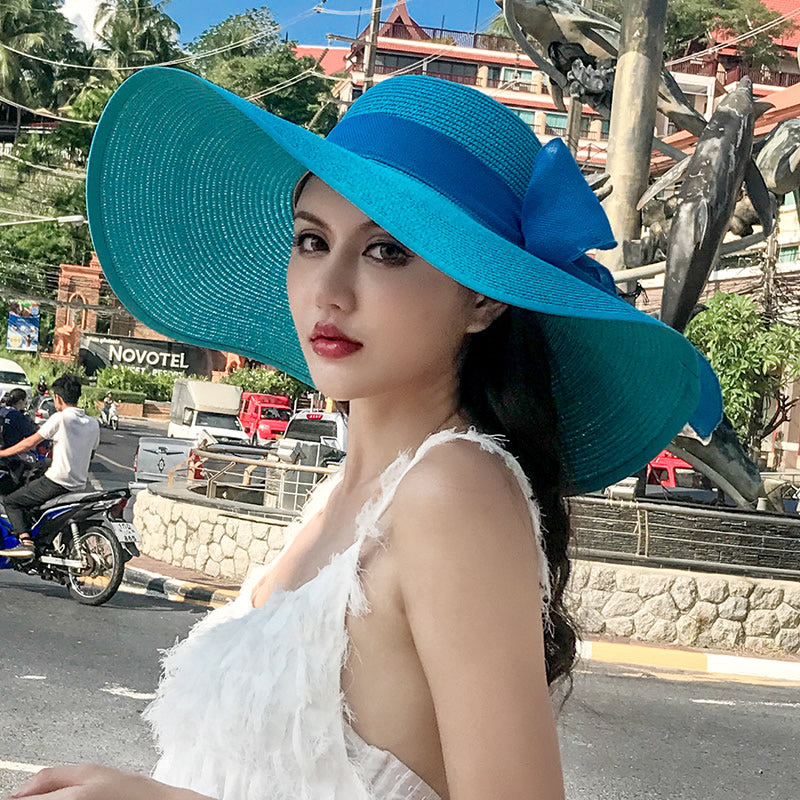 Beach Women's Summer UV Protection Sunshade Big Brimmed Straw Hat