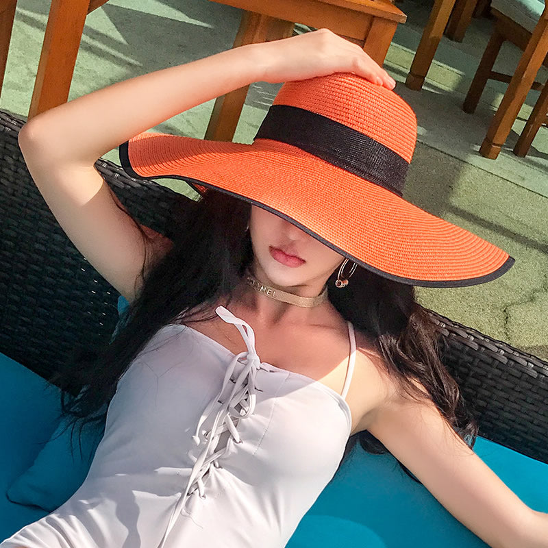 Beach Women's Summer UV Protection Sunshade Big Brimmed Straw Hat