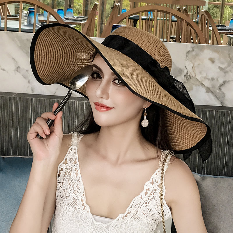 Beach Women's Summer UV Protection Sunshade Big Brimmed Straw Hat