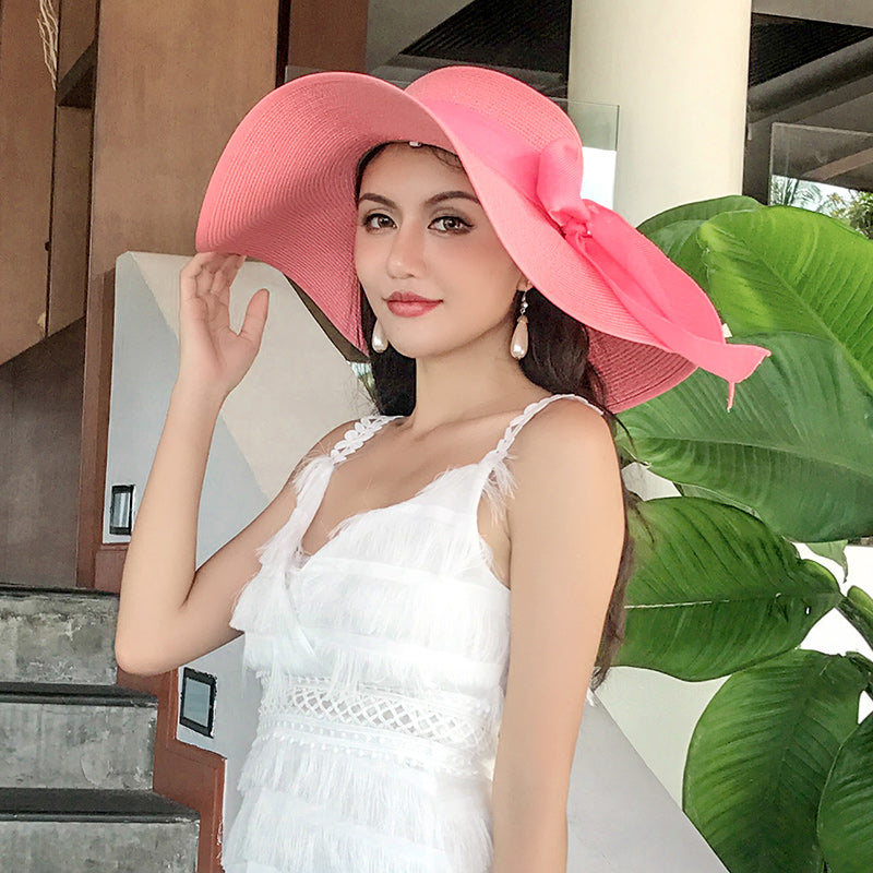 Beach Women's Summer UV Protection Sunshade Big Brimmed Straw Hat
