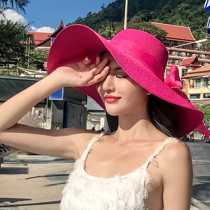 Beach Women's Summer UV Protection Sunshade Big Brimmed Straw Hat