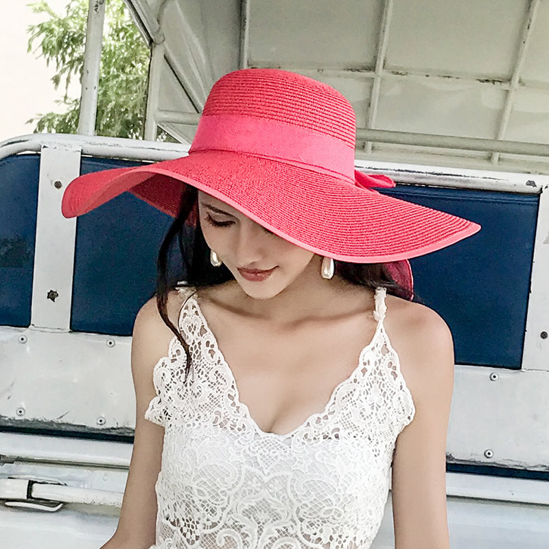 Beach Women's Summer UV Protection Sunshade Big Brimmed Straw Hat