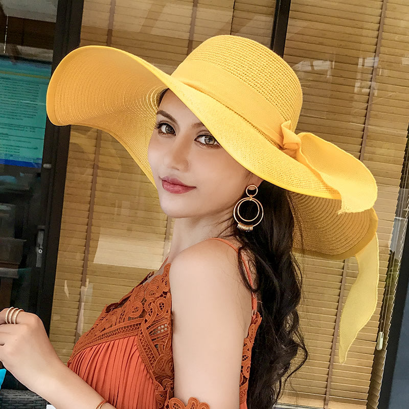 Beach Women's Summer UV Protection Sunshade Big Brimmed Straw Hat