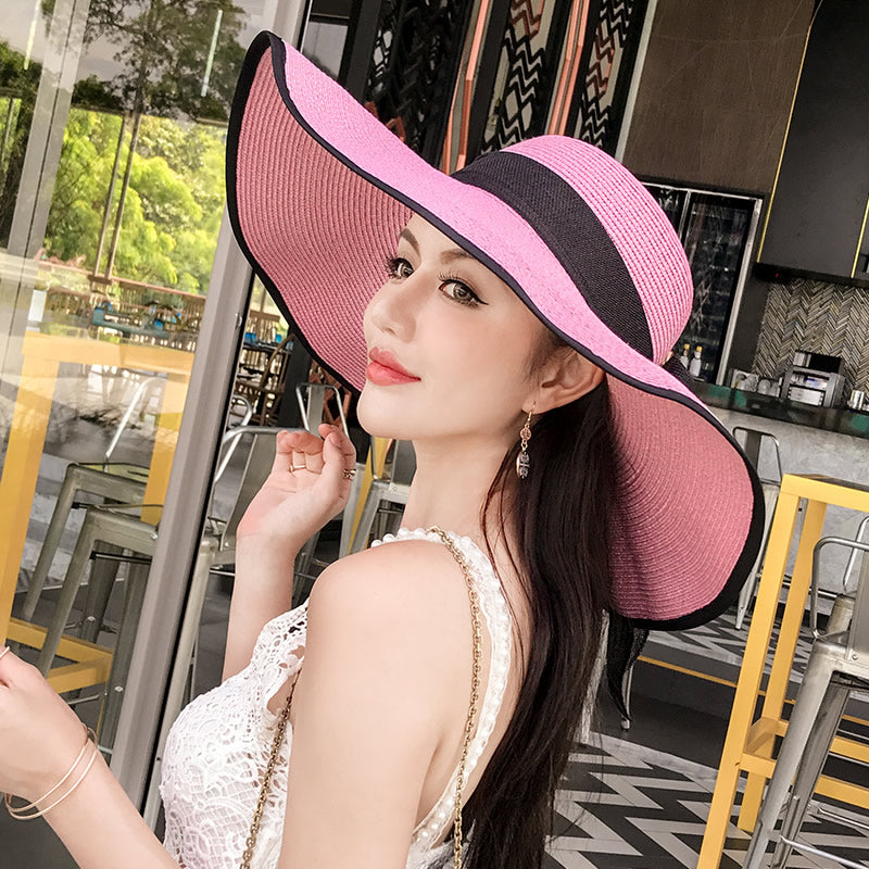 Beach Women's Summer UV Protection Sunshade Big Brimmed Straw Hat