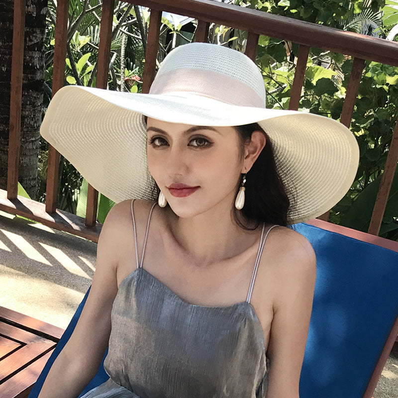 Beach Women's Summer UV Protection Sunshade Big Brimmed Straw Hat