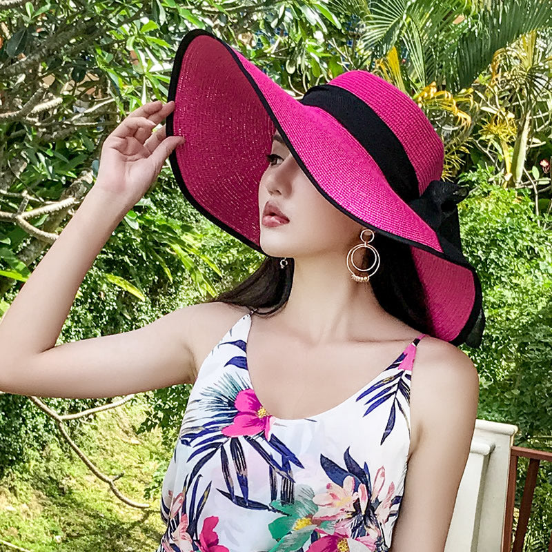 Beach Women's Summer UV Protection Sunshade Big Brimmed Straw Hat