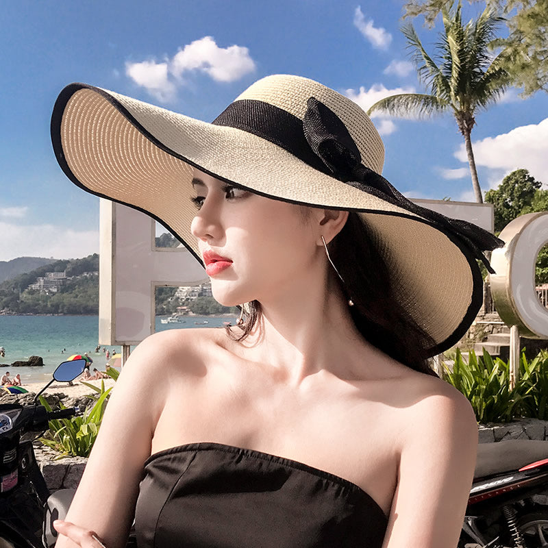 Beach Women's Summer UV Protection Sunshade Big Brimmed Straw Hat