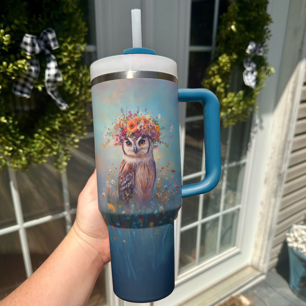 Spheregoods Tumbler Flower Crown Owl
