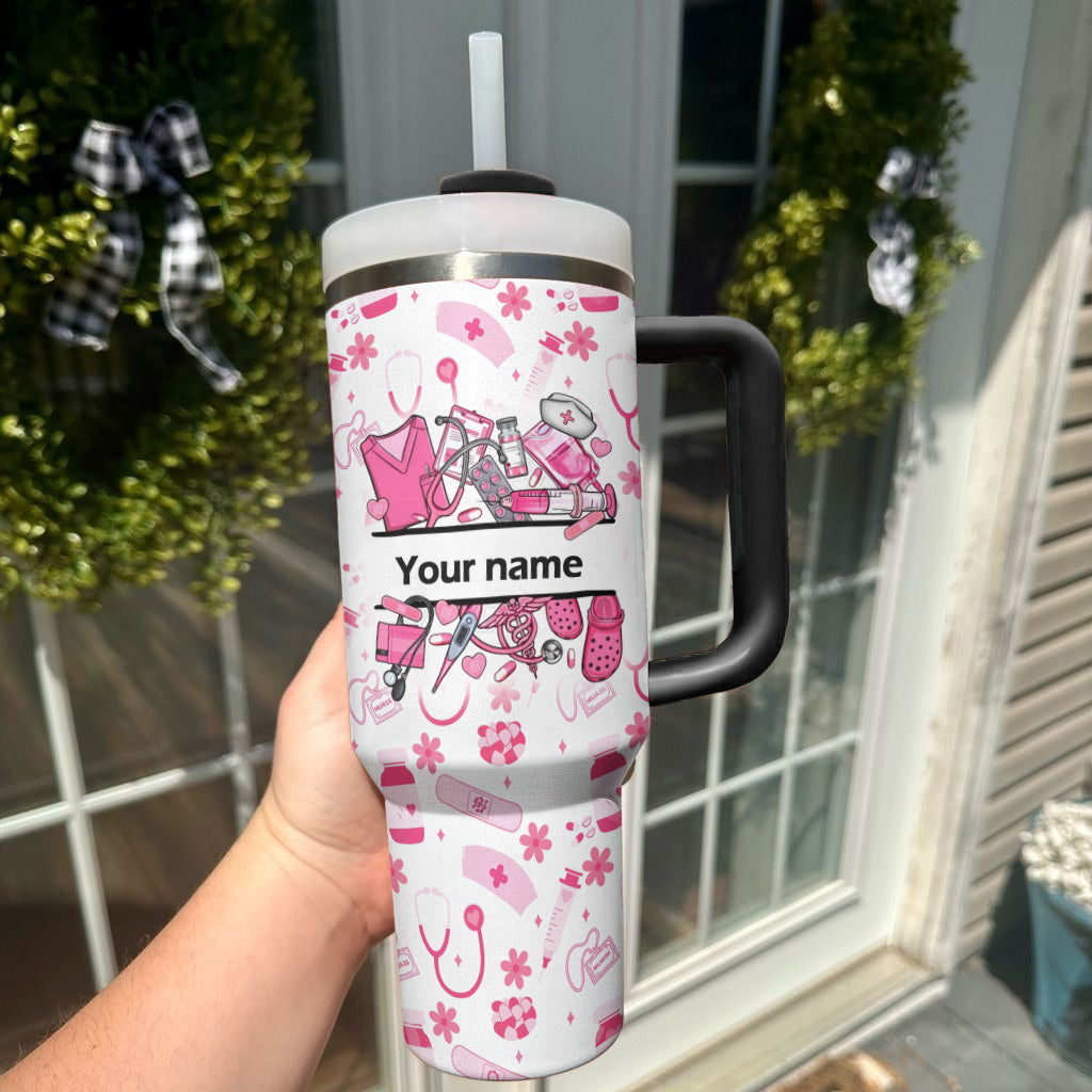 Spheregoods Personalized Tumbler Nurse Blossom