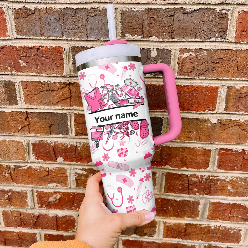 Spheregoods Personalized Tumbler Nurse Blossom