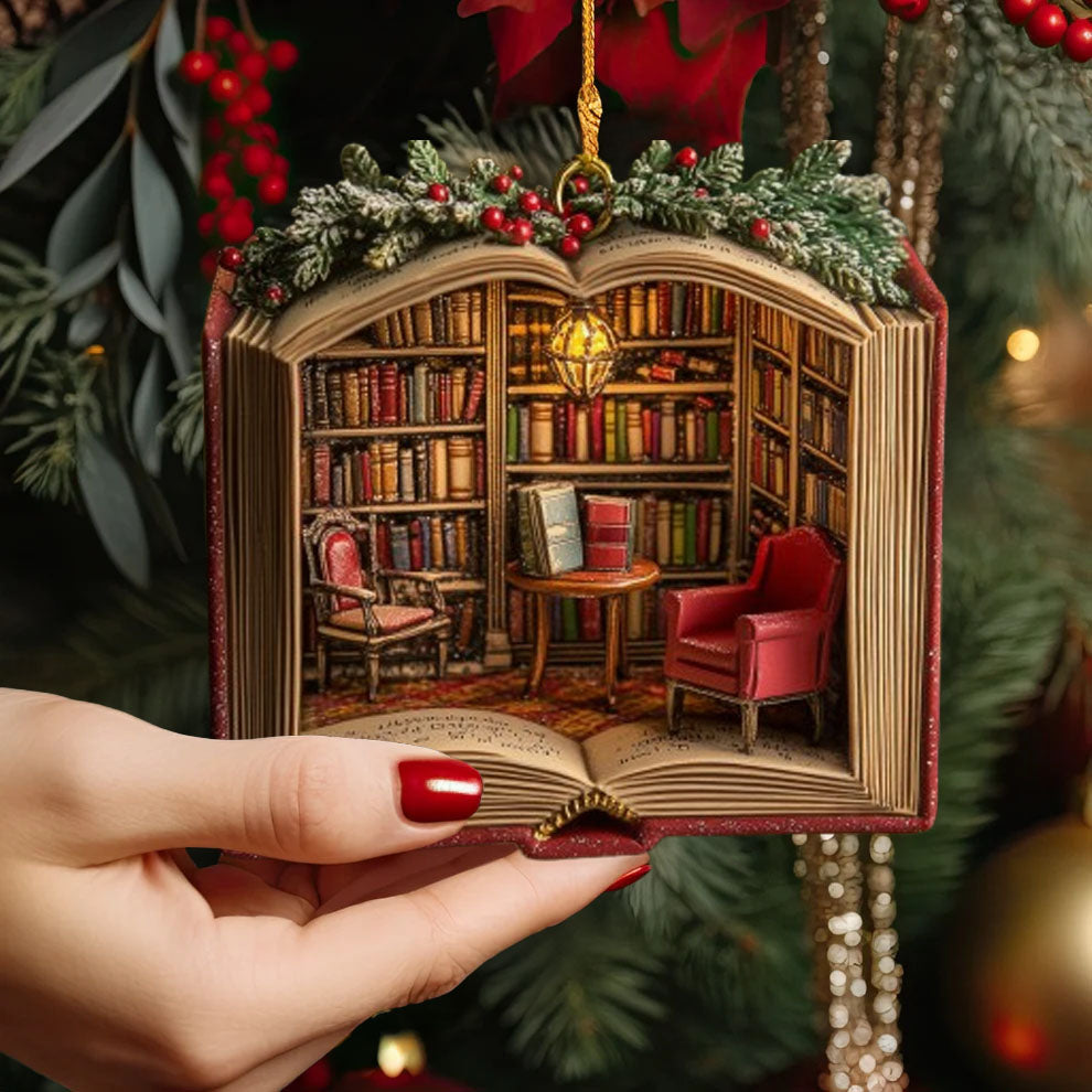 Spheregoods 2D Acrylic Ornament Enchanted Library
