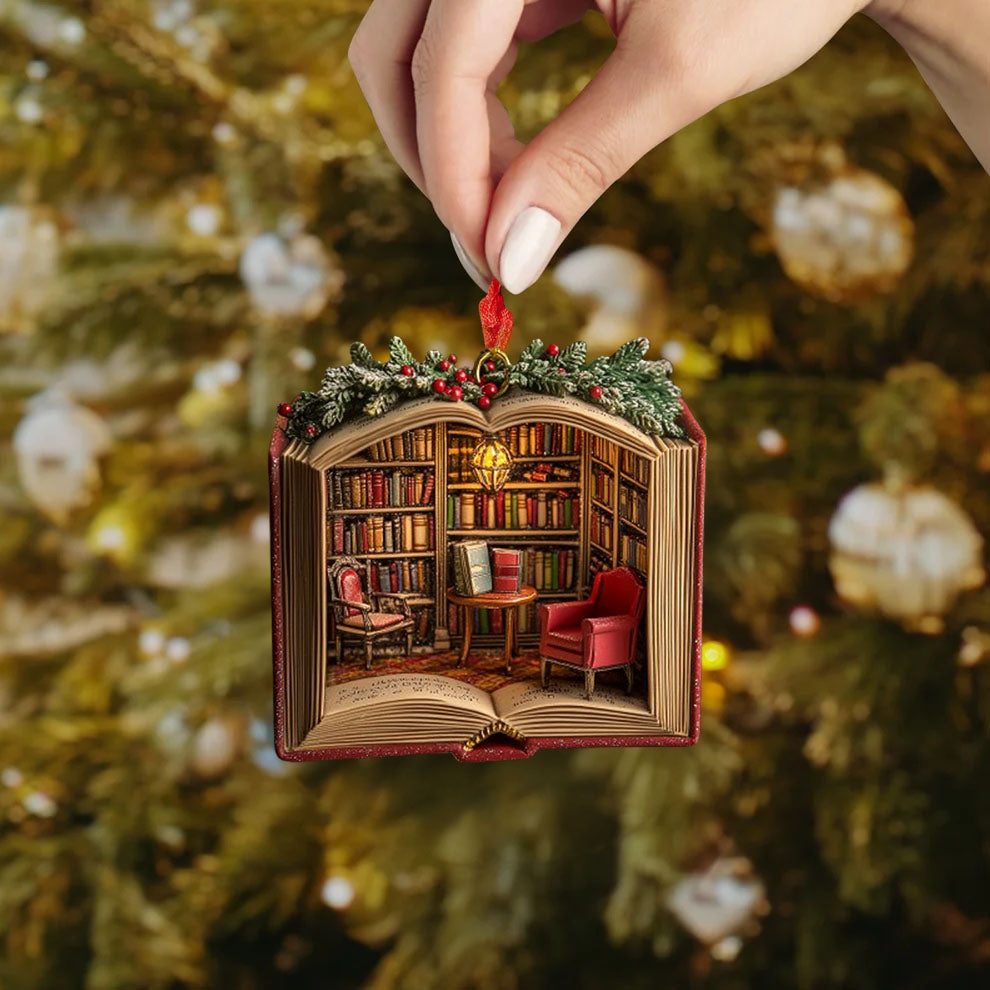 Spheregoods 2D Acrylic Ornament Enchanted Library