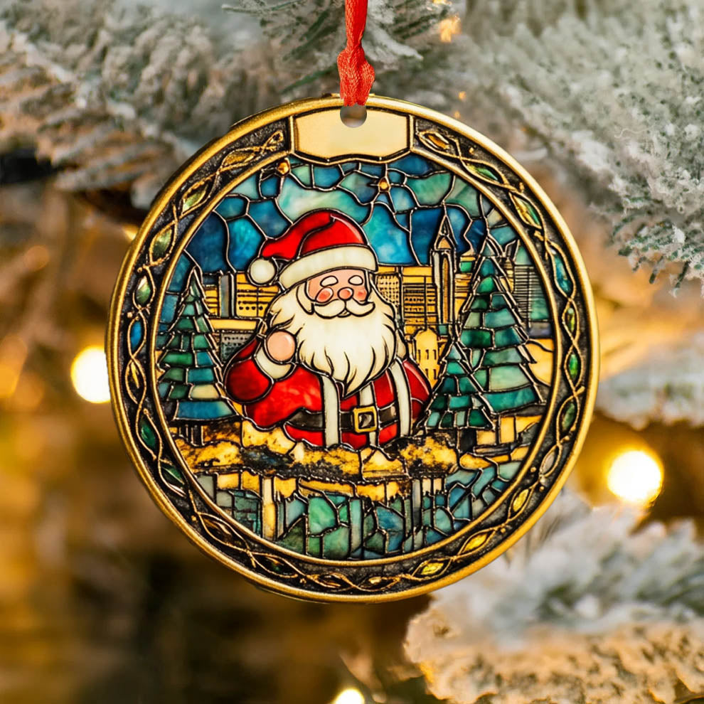 Spheregoods 2D Acrylic Ornament Stained Glass Santa
