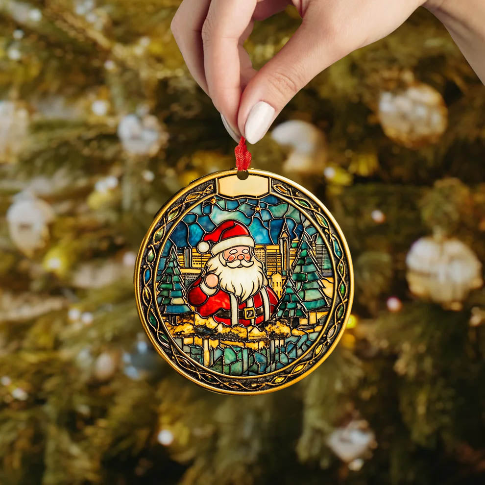 Spheregoods 2D Acrylic Ornament Stained Glass Santa