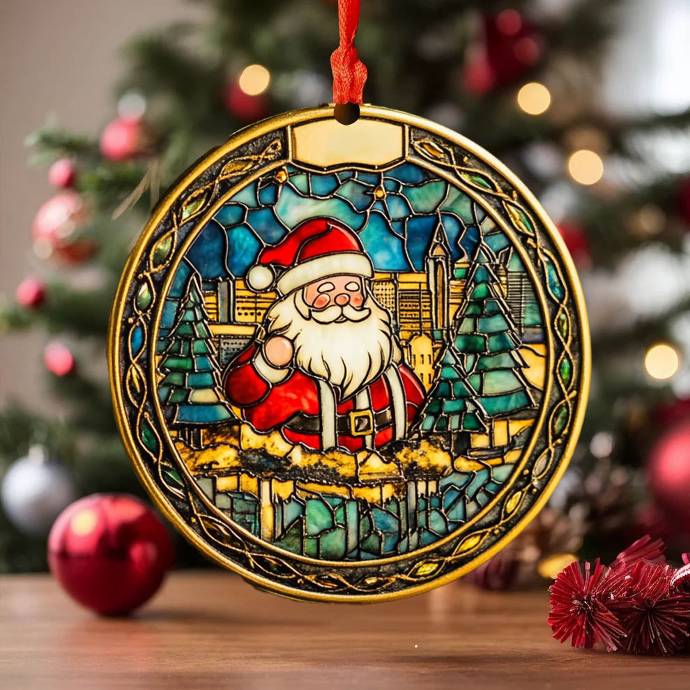 Spheregoods 2D Acrylic Ornament Stained Glass Santa