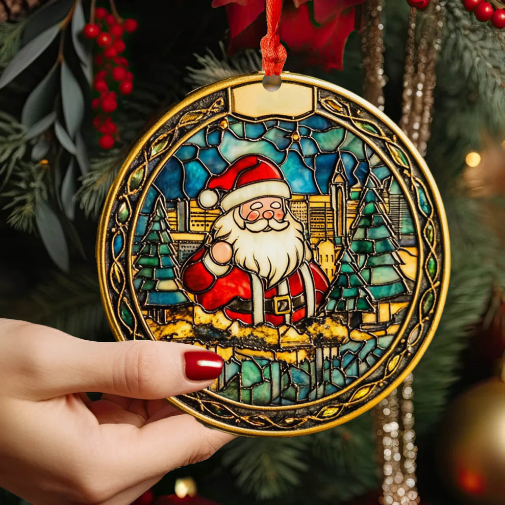 Spheregoods 2D Acrylic Ornament Stained Glass Santa
