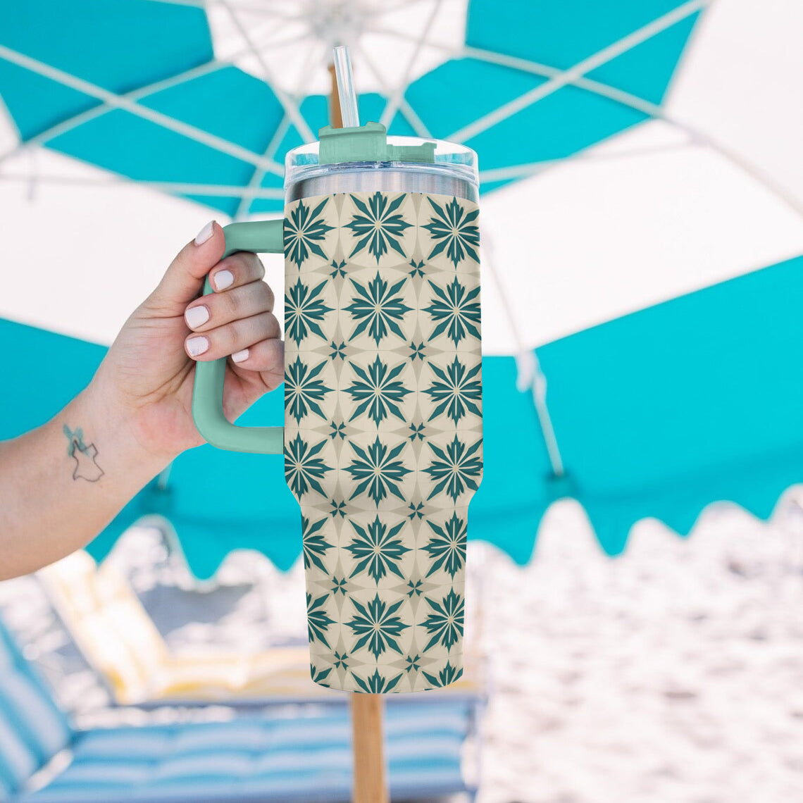 Spheregoods Tumbler Teal Blossom