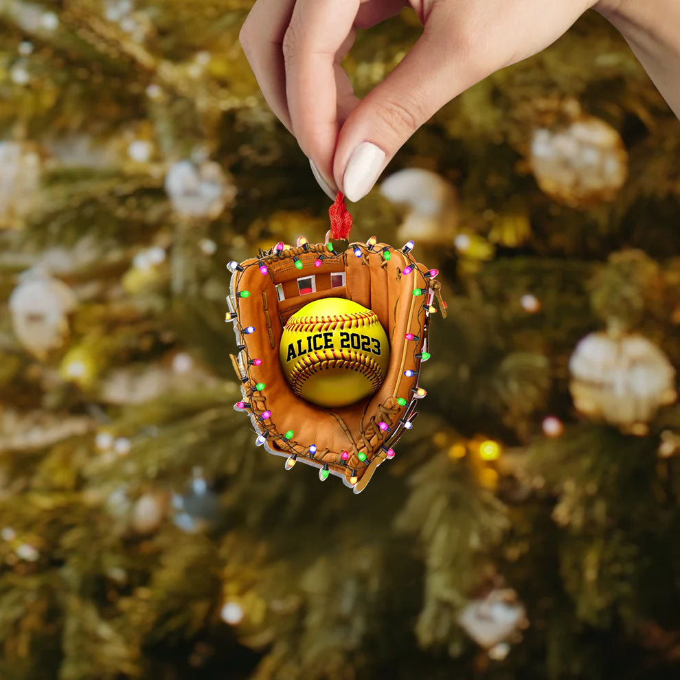 Spheregoods 2D Acrylic Ornament Softball Season's Greetings