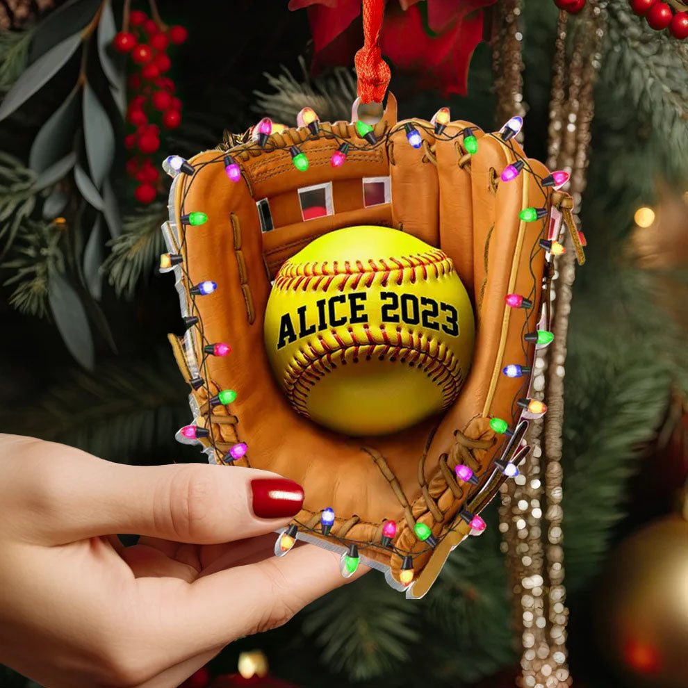Spheregoods 2D Acrylic Ornament Softball Season's Greetings