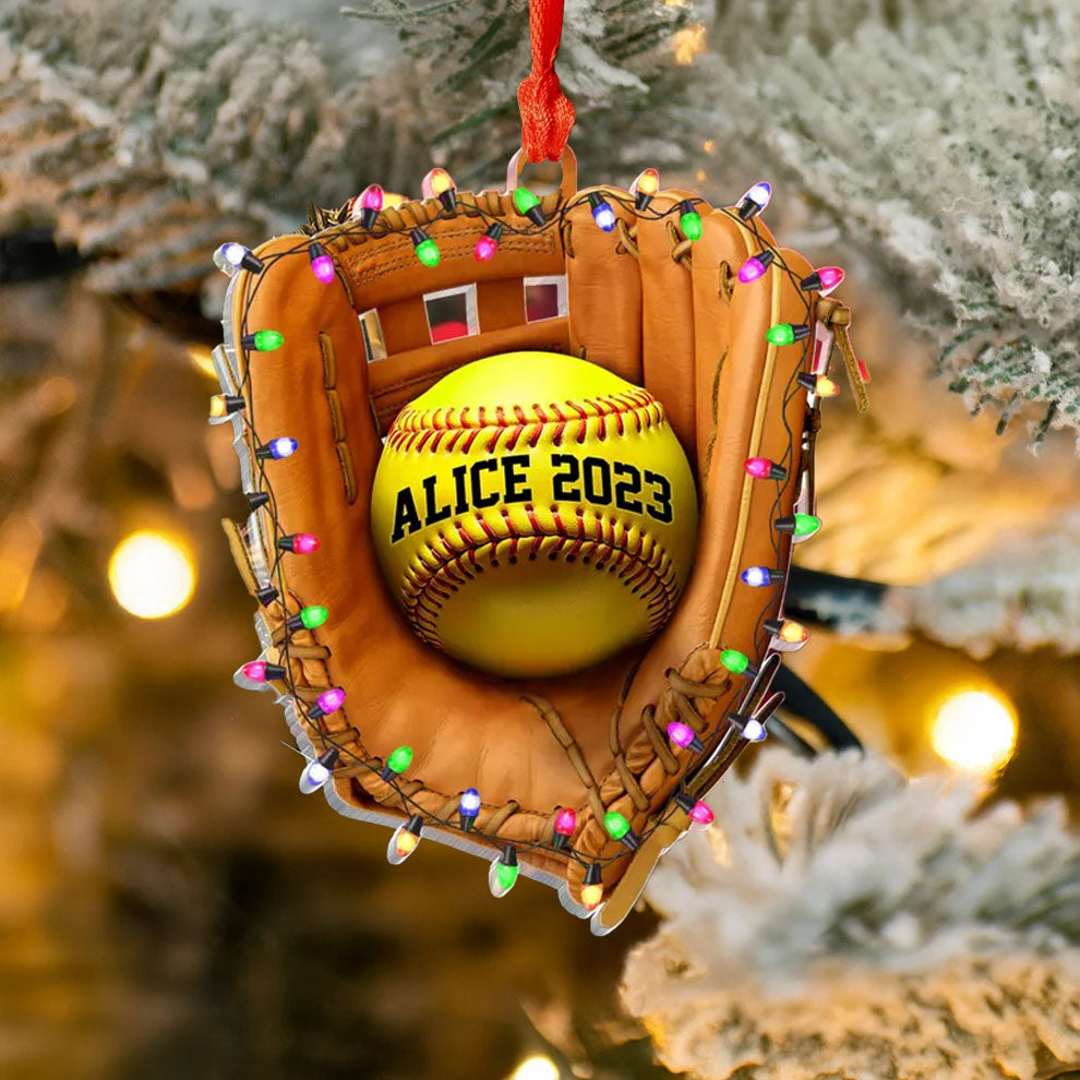 Spheregoods 2D Acrylic Ornament Softball Season's Greetings