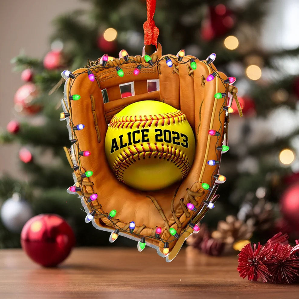 Spheregoods 2D Acrylic Ornament Softball Season's Greetings