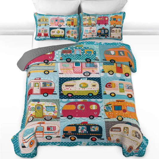 Spheregoods All Season Quilt 3-Piece Set Vintage Camper