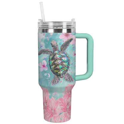 Spheregoods Tumbler Sea Turtle Tropical Flowers